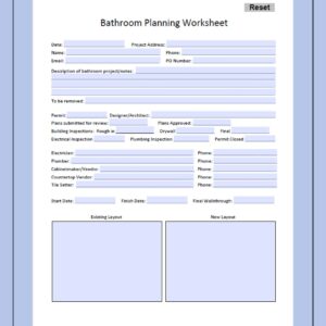 Bathroom Planning Worksheet