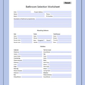 Bathroom Selection Worksheet