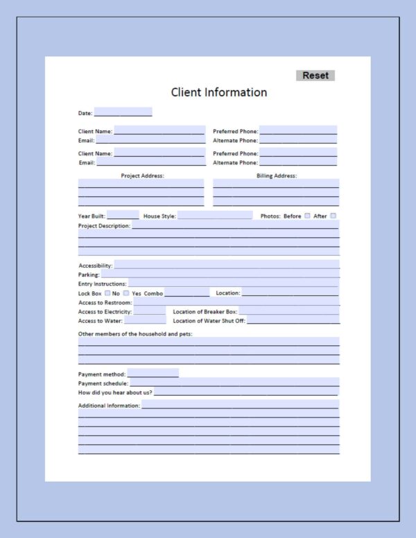 Client Information Sheet