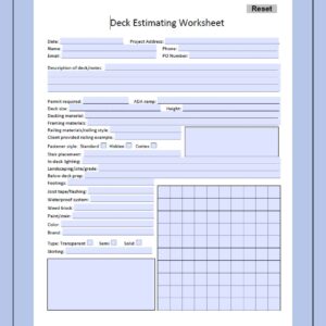 Deck Estimating Worksheet