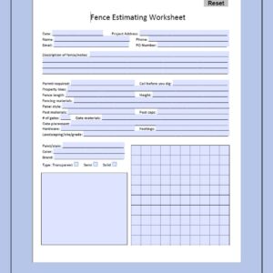 Fence Estimating Worksheet