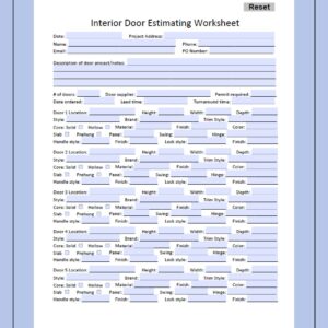 Interior Door Estimating Worksheet