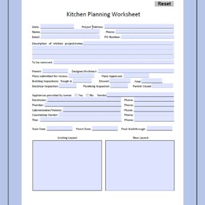 Kitchen Planning Worksheet